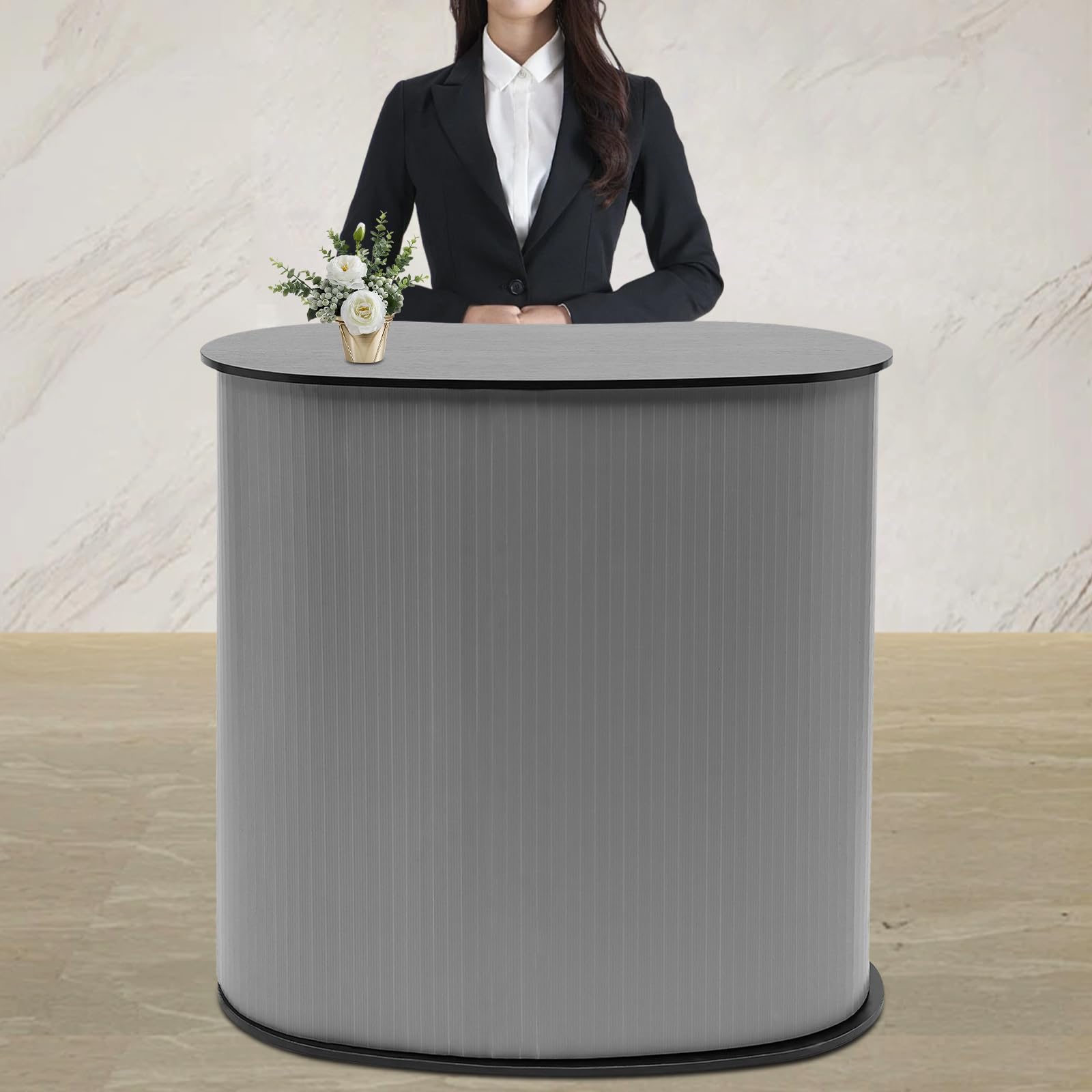 Messetheke Faltbar 40 * 90 * 90cm Tragbar Counter Promotionstand Verkaufstresen Gewichtskapazität 50kg Schwarz Geeignet für Schulen Ausstellungen Museen