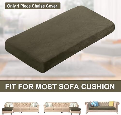 Miniatura 6 de NAISI Funda para sofá seccional, 1 pieza, funda de terciopelo separada, funda de sofá elástica suave para sillón seccional izquierdoderecho (diván,