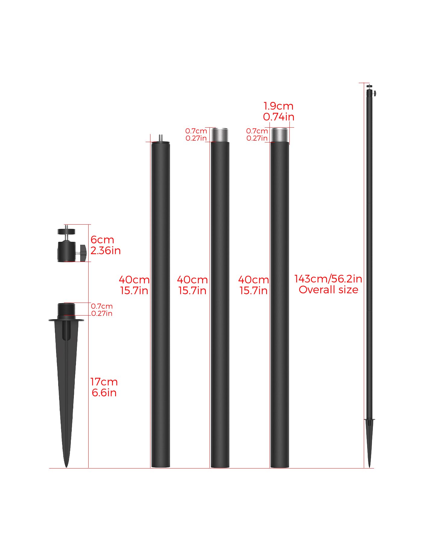 Support de pôle à pointes avec housse de protection pour Blink Outdoor 4 / Blink Outdoor 2K+ (dernière génération), convient pour sols mous