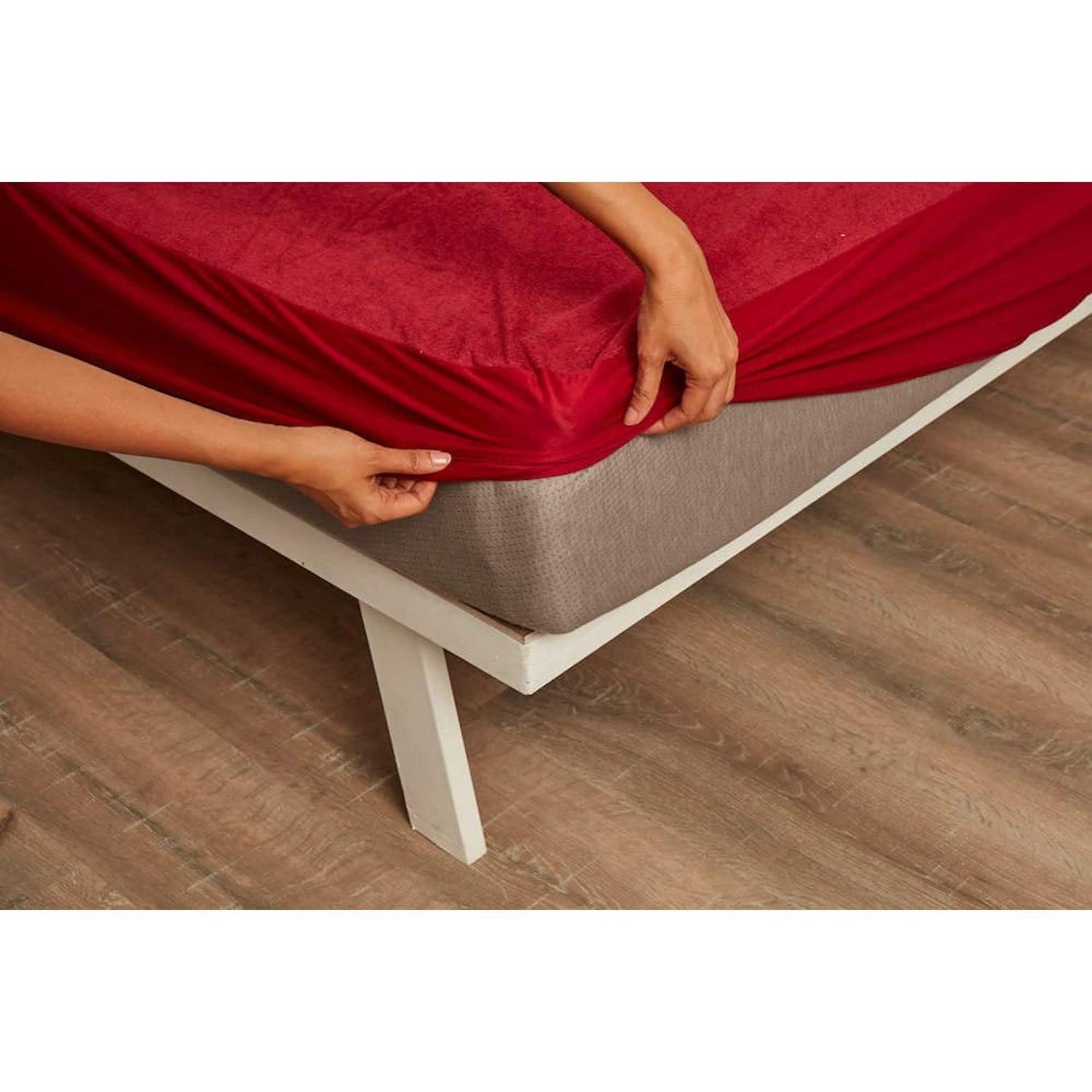 Wakefit 100% Waterproof Premium Cotton Mattress Protector | Breathable and Hypoallergenic Ultra Soft Fitted Bed Protector 78"x48" - Diwan, Maroon