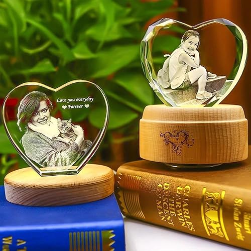 Miniatura 5 de Foto de cristal 3D personalizada, marco de fotos de cristal, regalos personalizados para aniversario, boda, regalos conmemorativos para parejas,