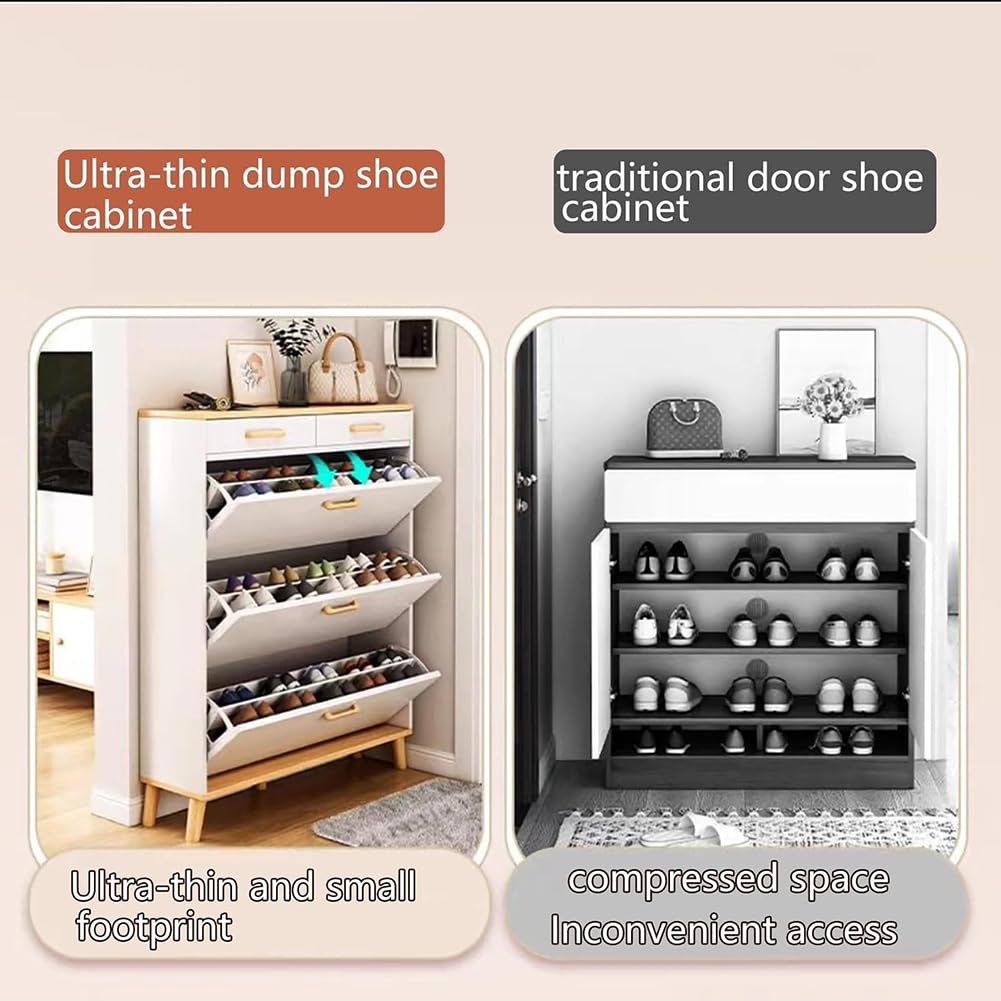 Scarpiera | Porta Scarpe | Scarpiera Da Ingresso Con 2 Cassetti Ribaltabili Bianca 80x42x108 Cm Cfw30904 91137832