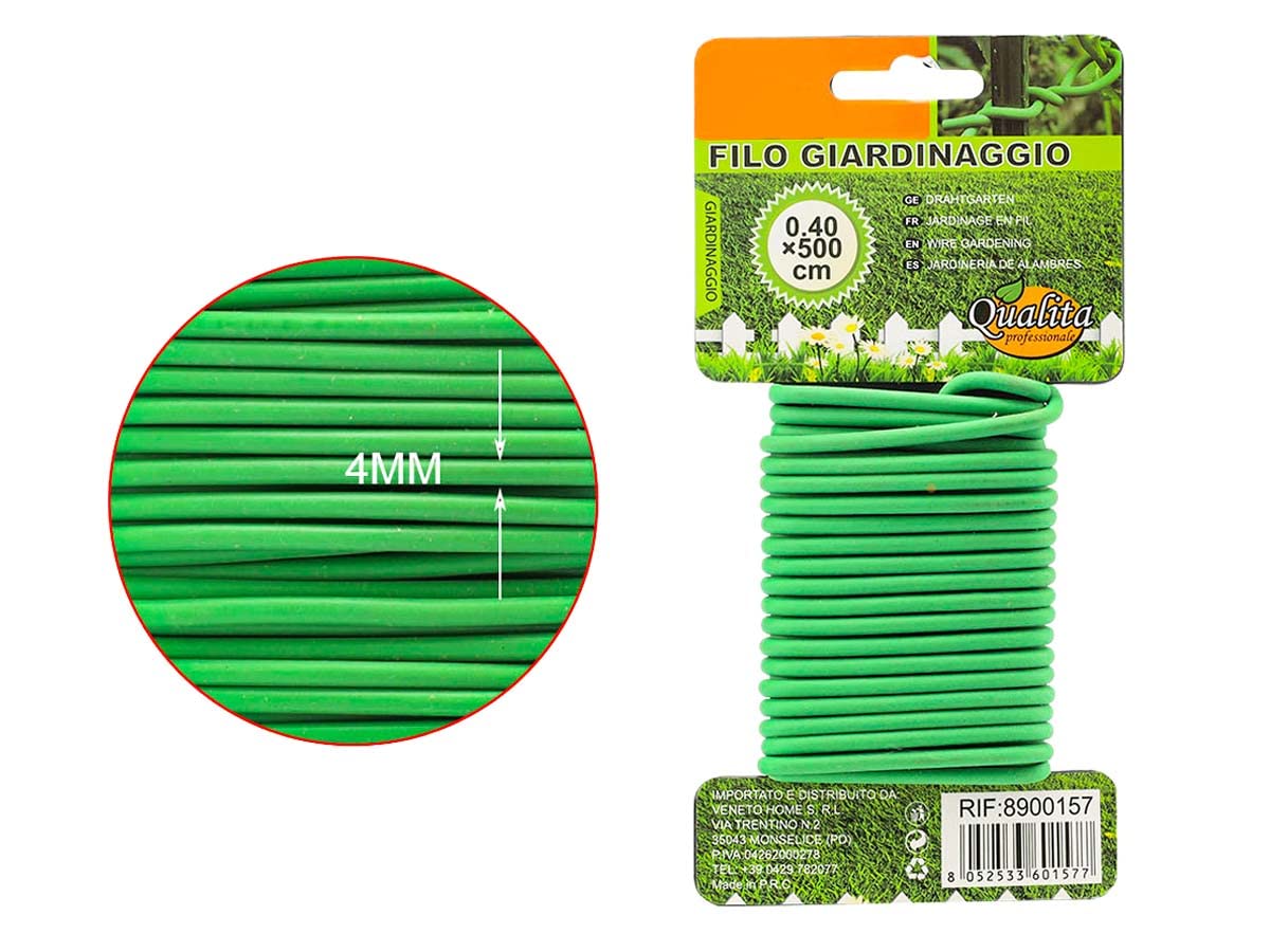 A2ZWORLD 40 Metri Fascette Giardinaggio Verdi, Filo Spirale Giardino, Lacci per Piante, Ferro + Plastica, Cutter Integrato