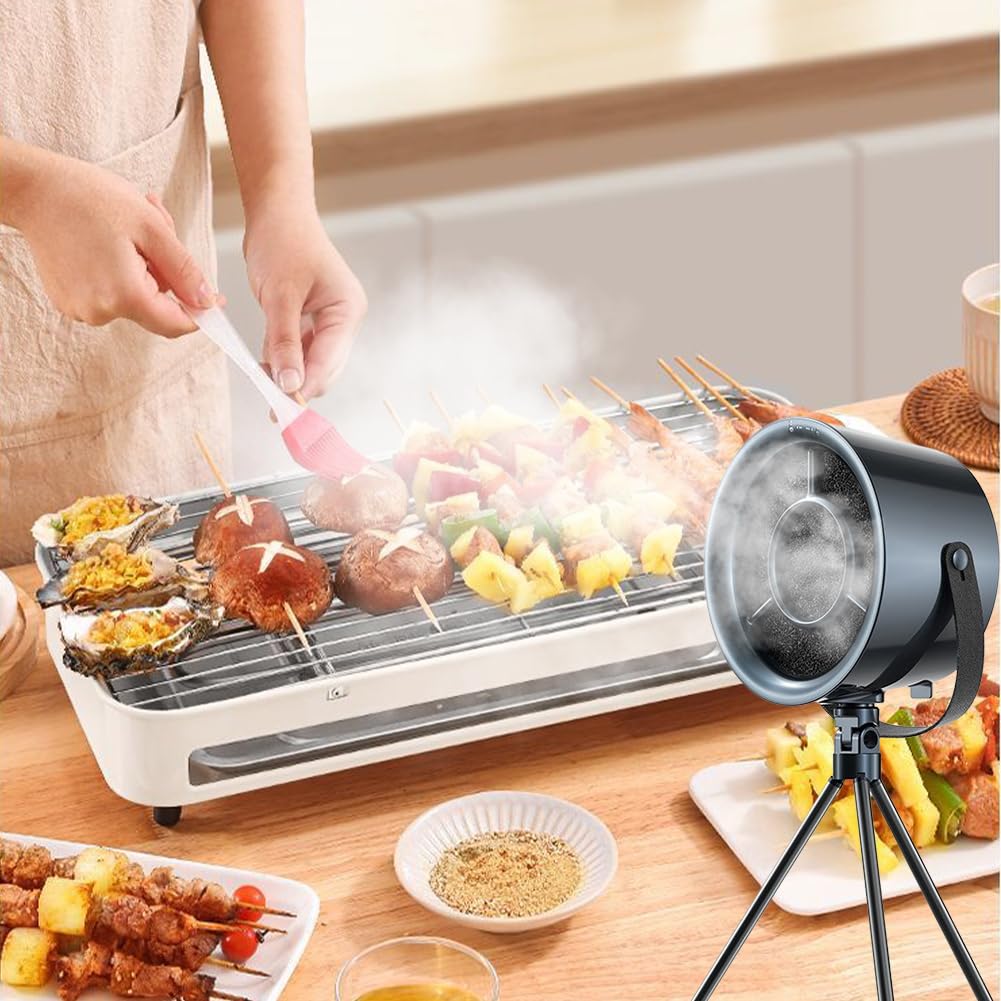 Cappa aspirante da tavolo, portatile e potente, 3 livelli di vento, ventilatore rimovibile e lavabile, ideale per grigliate al coperto, fonduta e cucina camper (grigio)