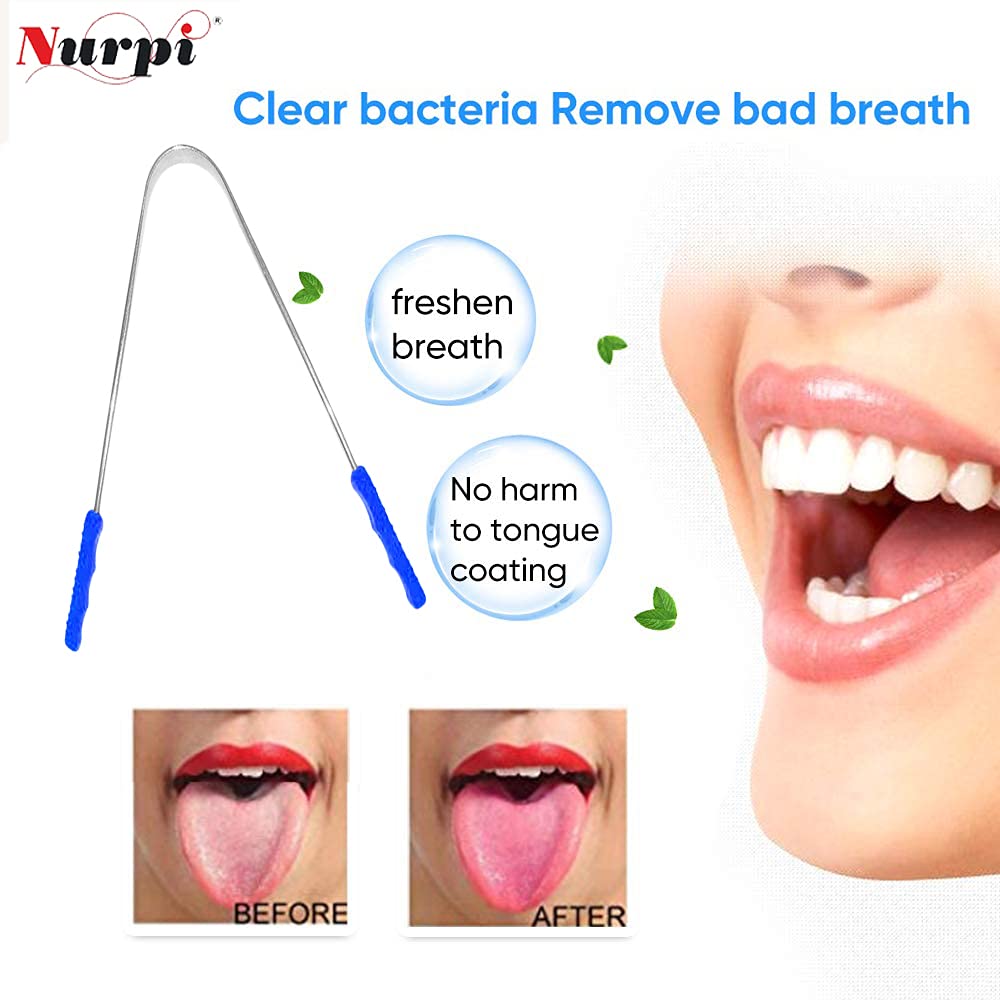 Nurpi Steel Tongue Cleaner for Adults and Kids Fights Bad Breath Oral Care Tongue Cleaner, Easy to Use Travel Friendly- Pack of 1 3