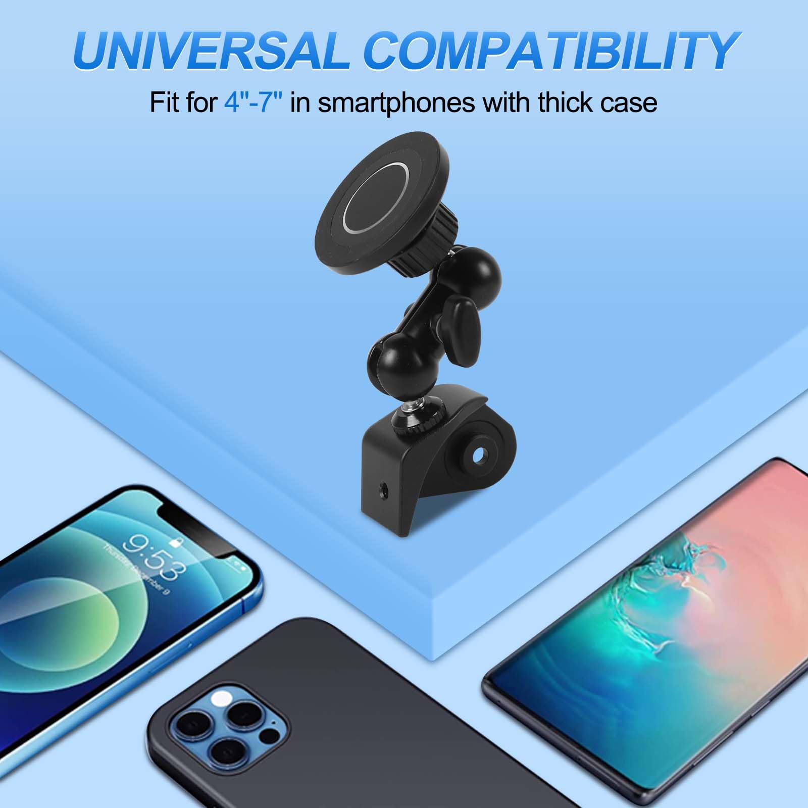 Supporto per telefono compatibile con Land Rover Defender 90 110 130 2020-2026, regolabile a 360° sul lato sinistro, supporto per telefono per tutti gli smartphone (stile E, magnetico)