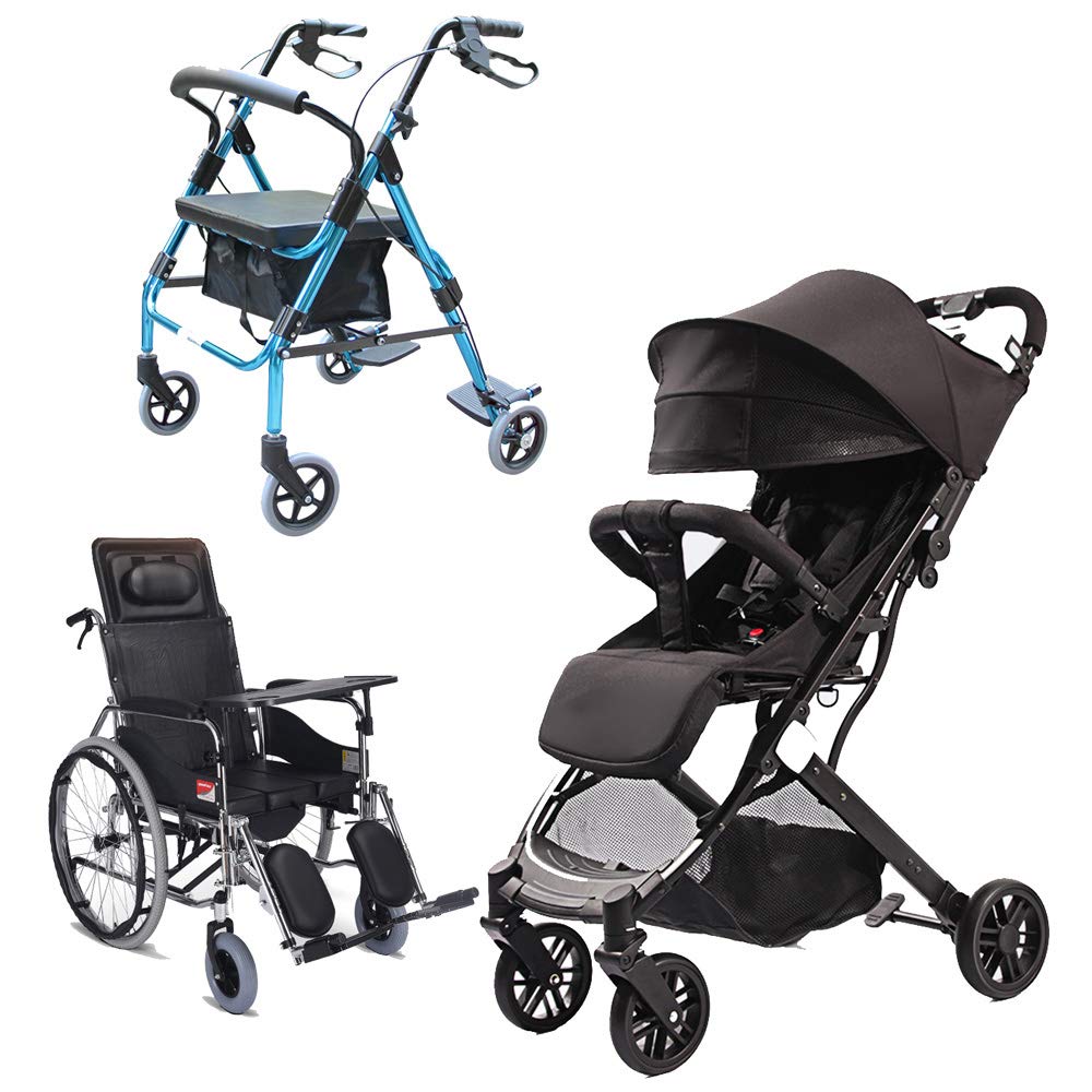 LekLai 2X Rueda Delantera para Silla de Ruedas Herramienta de Repuesto 15 cm 17 cm 19 cm 20 cm Rueda 0,8 cm Rodamiento/Black/19Cm/8In(Thick)
