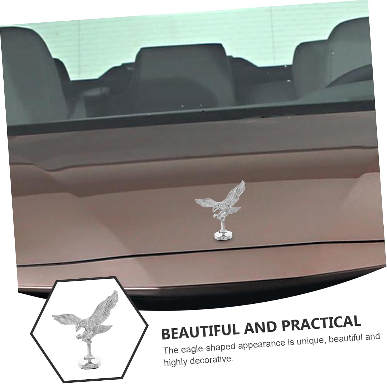 PRETYZOOM Metal Eagle Hood Ornament Car Sticker Decorative Badge Decal Quick Installation Auto Exterior Ornament for Enhancing Vehicle Aesthetics Compatible with Car
