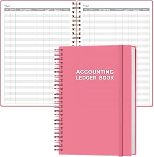 Accounting Ledger Book - A5 Ledger Book for Bookkeeping, Small Businesses & Personal Use, Expense Tracker Notebook for Tracking Money, Expenses, Deposits & Balance, 5.8" x 8.4", Pink