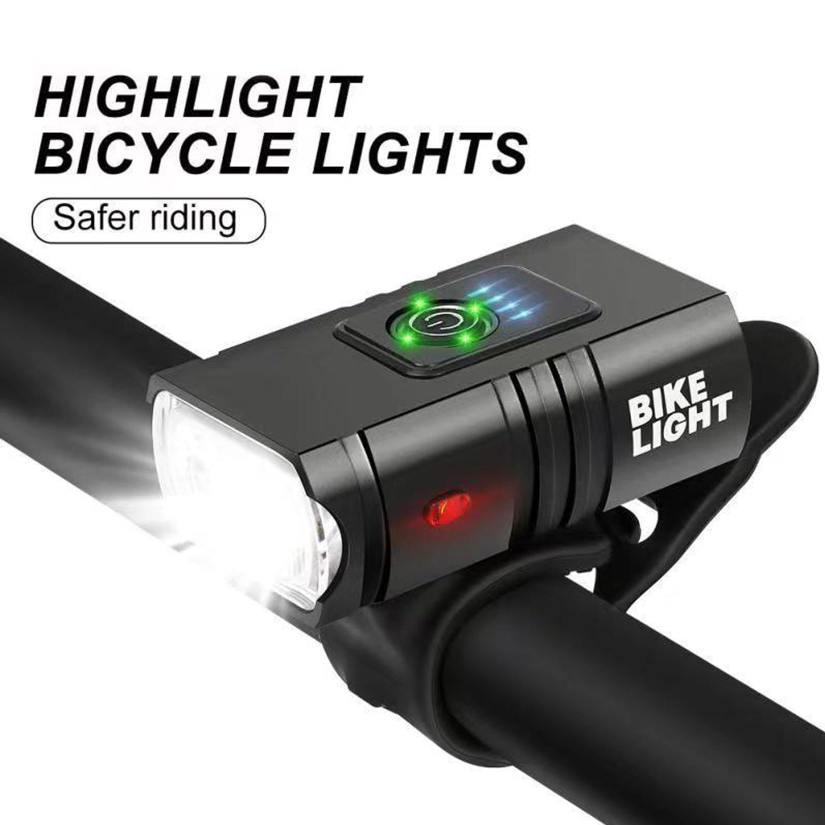 Kit d'éclairage pour vélo, 1200mAh-6 Feux de Vitesse-Chargeur USB-lumières tricolores-indicateur de Batterie, 6.5 * 3.7 * 2.5CM