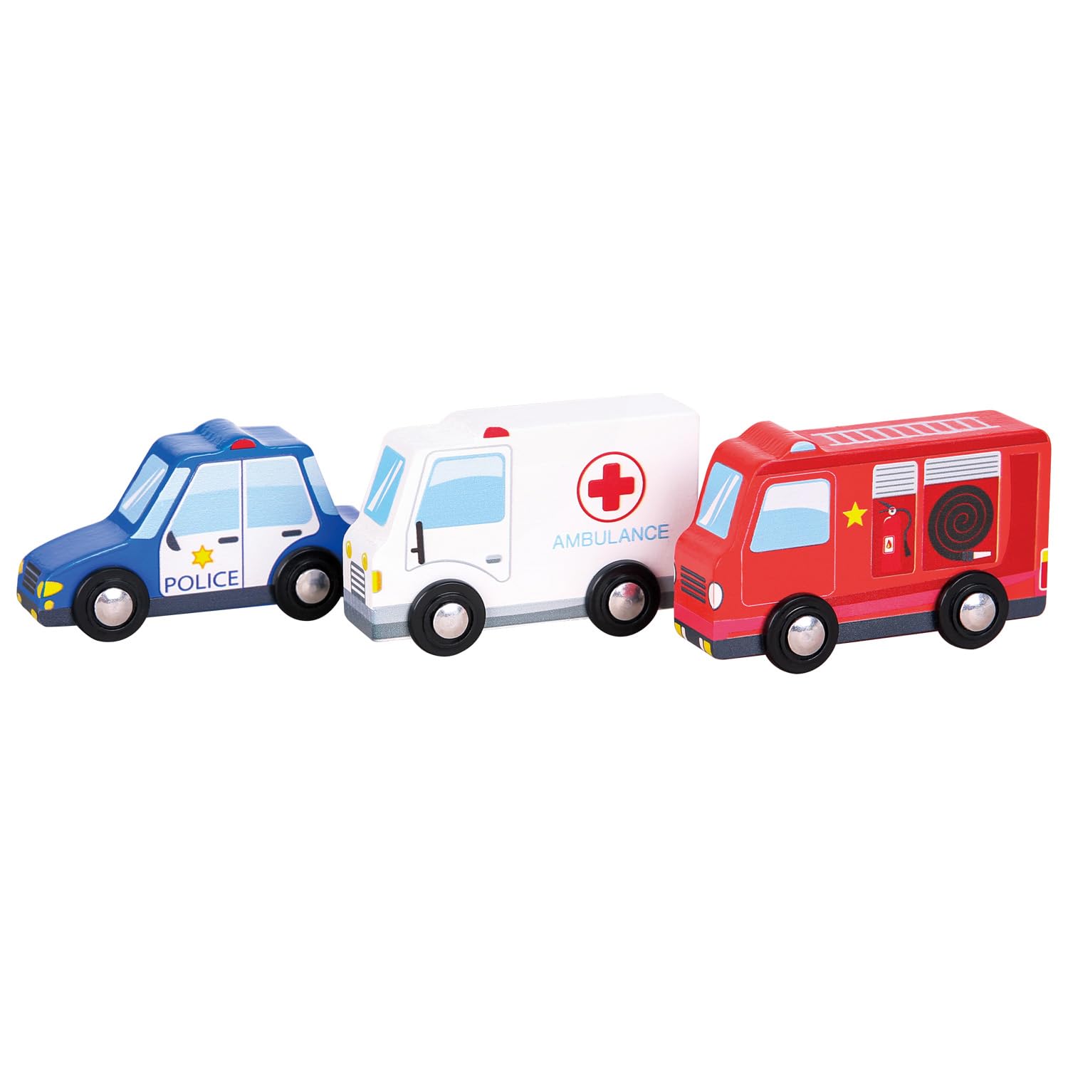 New Classic Toys 11933 3 Wooden Vehicles Set for Toddlers First Cars for One Year Old, Children for Age 18 Months, Multi Color
