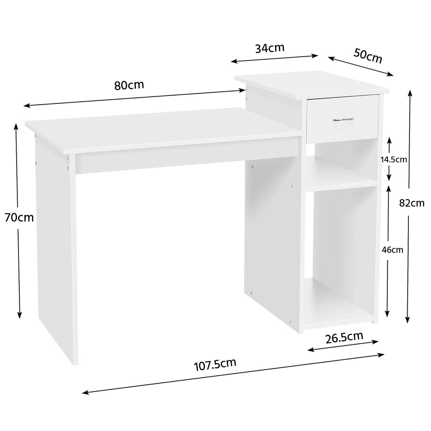 Yaheetech Scrivania per Computer Tavolo Porta PC Moderna con Cassetto con Mensola Ripiano 112 x 50 x 82 cm Postazioni di Lavoro da Ufficio Studio