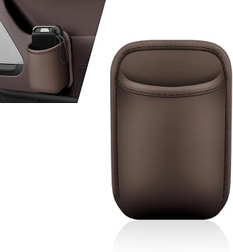 Car Door Cup Holder, Leather Backseat Cup Holder for Car, Multifunctional Clip On Storage Box for Beverage Phones Keys Snacks, Universal Storage Organizer Accessory Brown