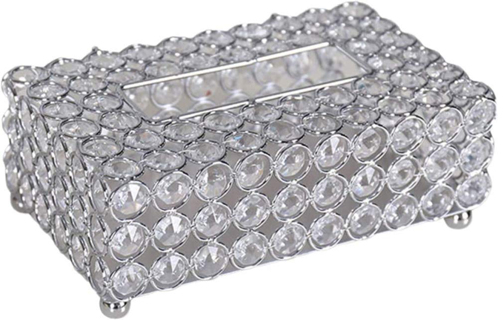 Cnfhfry Silber Tissues Box， Rectangular Crystal Tissue Box, Elegant Napkin Case, Dispenser For Home Office Decor(Silber)