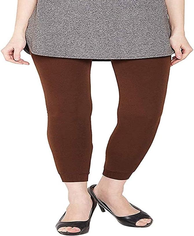 BrachyWomen's/Girls Woolen Fur Lined Stockings 100% Pure Warm Super Soft Thick Fur Lined Warm Leggings with Attached Socks Free Size Fit (26 to 40) BCA_FURLEG0WSOCKSF1