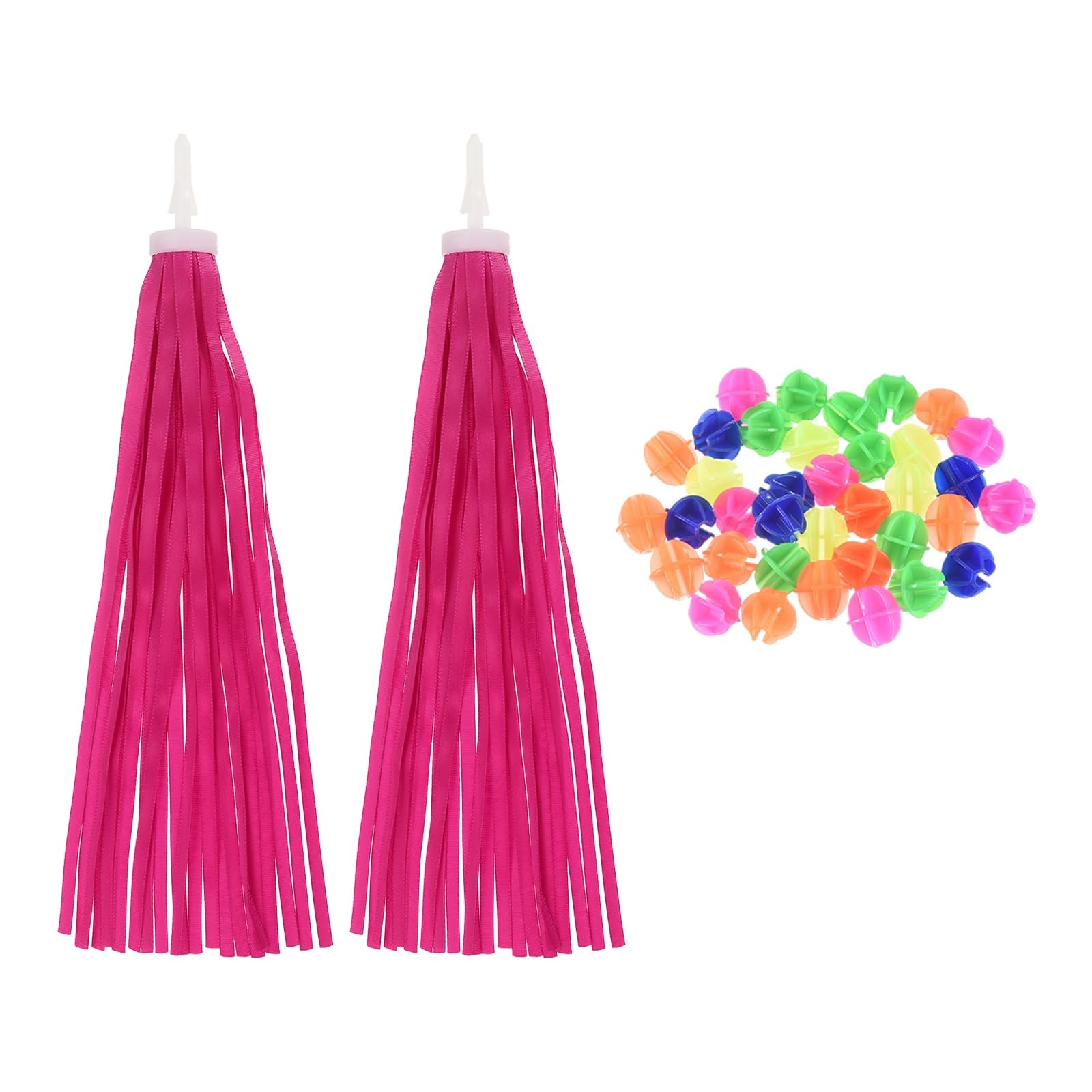 YELARXI Bike Streamers, Handlebar Tassels Grips Ribbon Bike Accessories Decorations with Colorful Bicycle Spoke Oval Decor Beads for Bicycle Tricycle Scooter Handgrip, Red