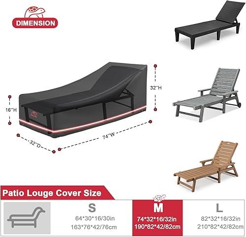 Miniatura 2 de Turtle Life Funda para silla de patio, impermeable, resistente, para exteriores, con ventilación de aire mejorada, 1 paquete, 74 pulgadas de largo x