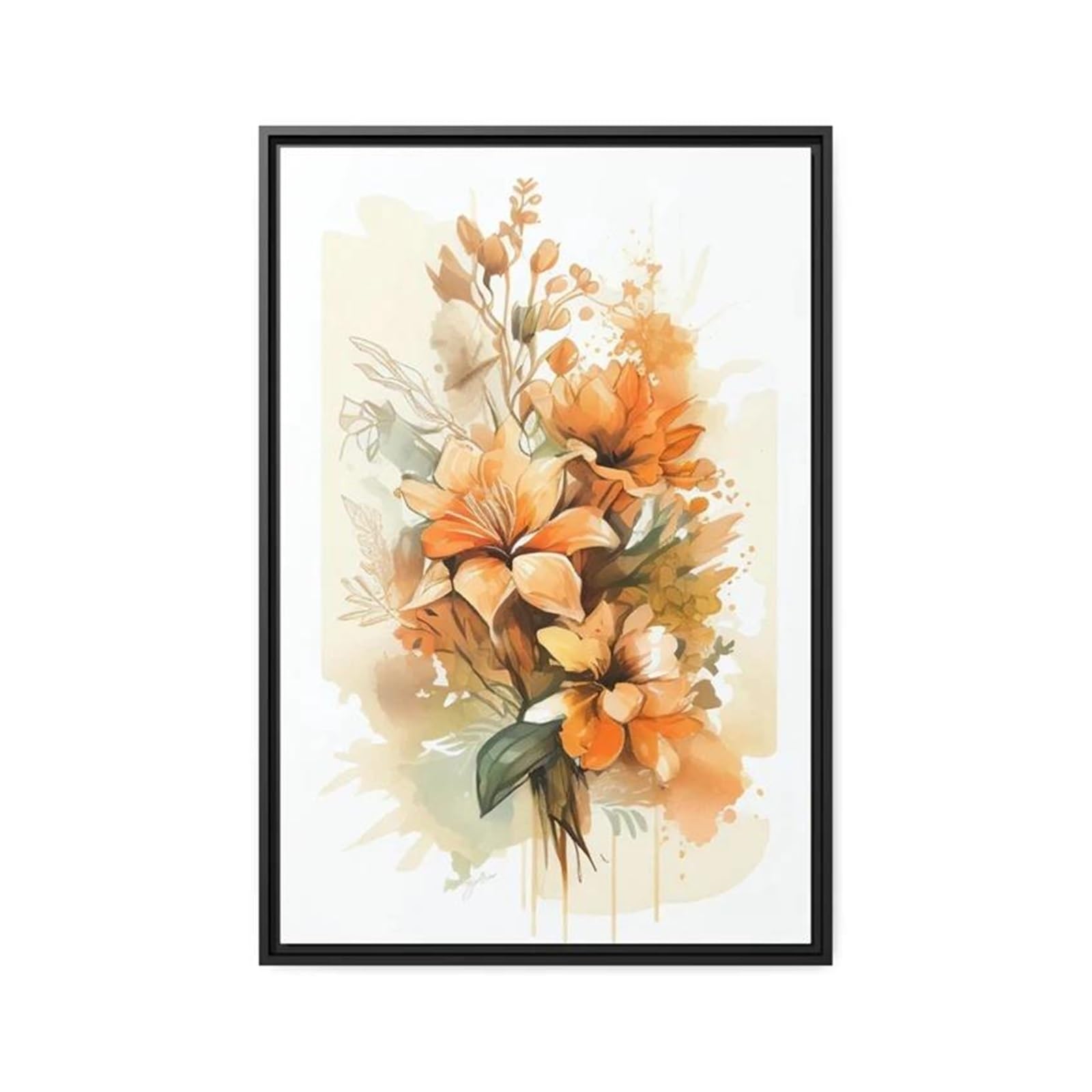 Cuadro sobre lienzo de flores de acuarela para un salón de estilo estético moderno