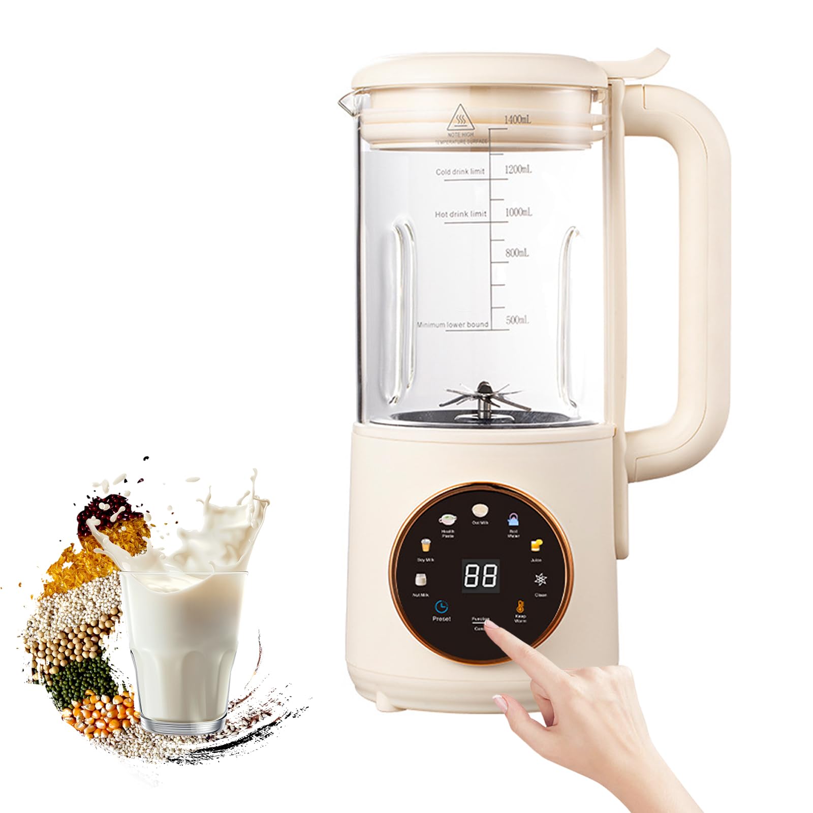 Milky - Macchina per latte di soia 8 in 1, 1400 ml, autopulente, per latte di soia
