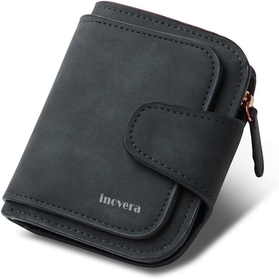 INOVERA (LABEL)Women's Vegan Leather Tri-fold Fashion Card Coin Holder Small Wallet (KK29)