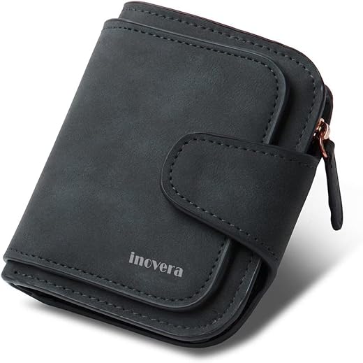 INOVERA (LABEL)Women's Vegan Leather Tri-fold Fashion Card Coin Holder Small Wallet (KK29)