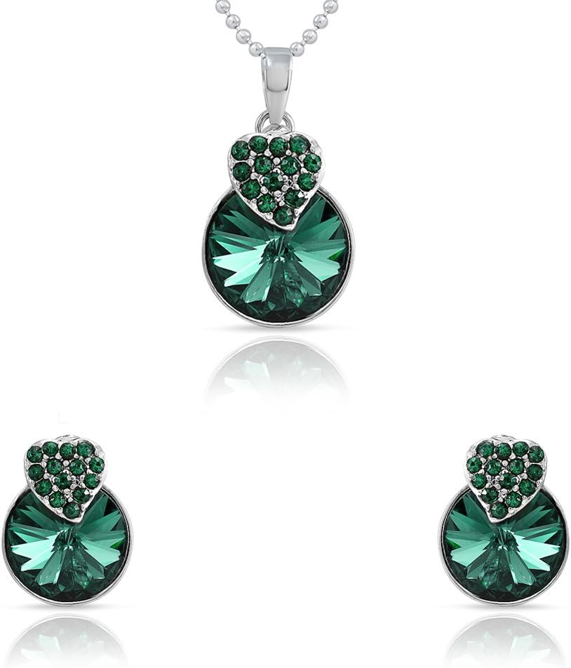 Rhodium Plated Strawberry Pendant Set Made with Swarovski Elements for Women NL1104089RPAR