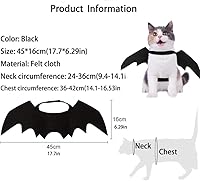 Vista 3 de Alas de murciélago para gatos para decoración de fiesta de Halloween, correas de collar para cachorros, disfraz de murciélago para mascotas, lindos