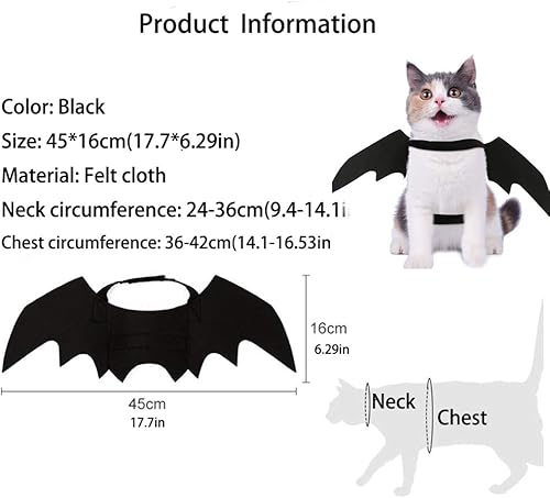 Miniatura 3 de Alas de murciélago para gatos para decoración de fiesta de Halloween, correas de collar para cachorros, disfraz de murciélago para mascotas, lindos