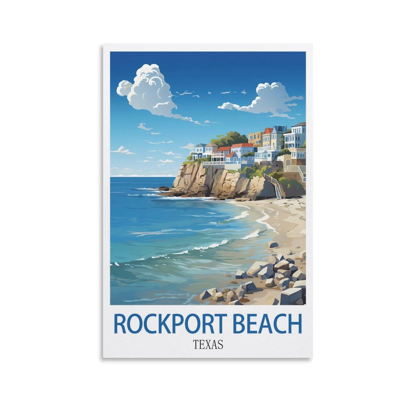 EZMLFA Diamond Painting Kits for Adults,Rockport Beach Texas 5D Diamond Painting Kit for Adults Beginners, DIY Full Round Drill Gem Art Kits for Home 40x40cm