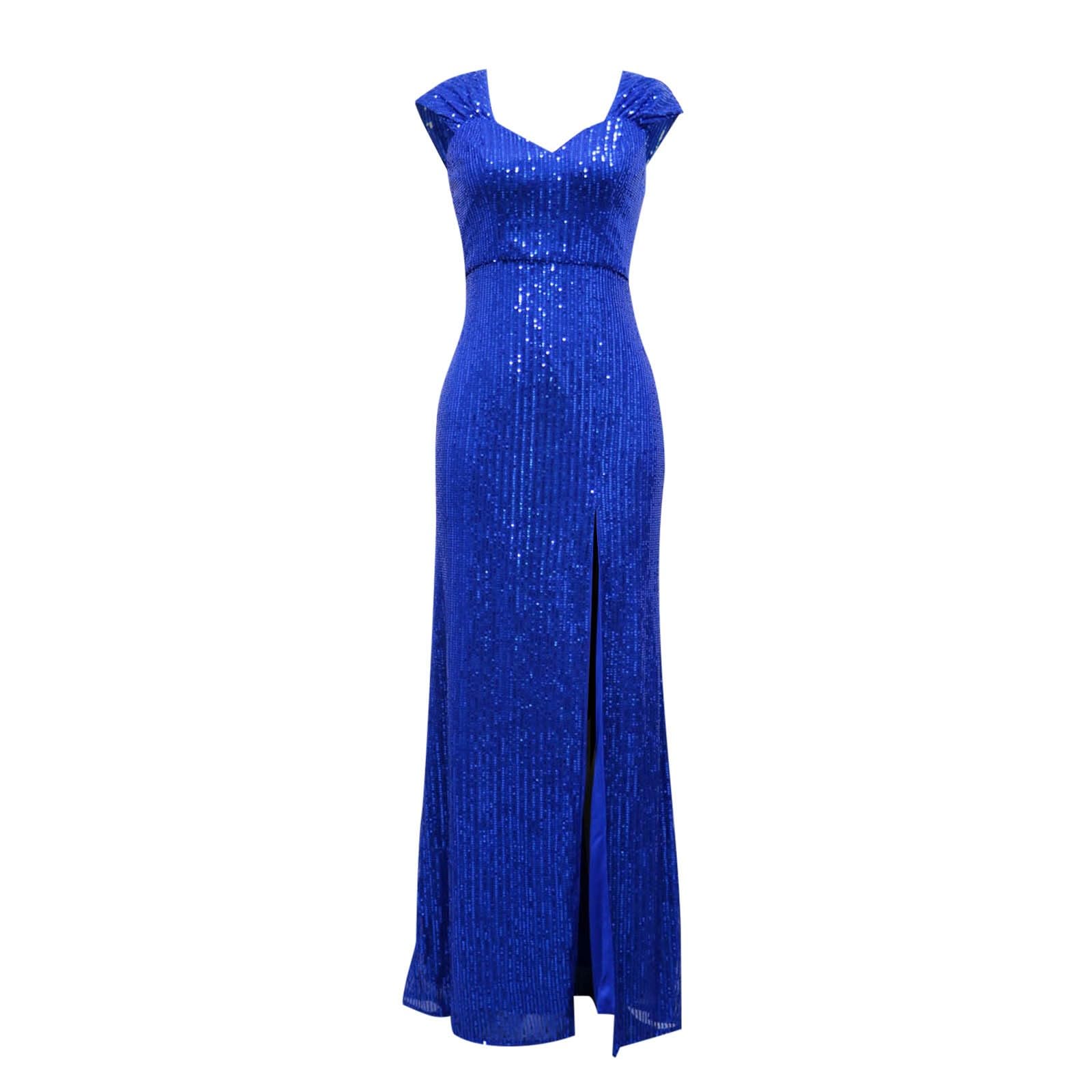 Elegante abito da sera da donna, con spalline scoperte, effetto avvolgente, per occasioni festive