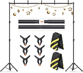 Backdrop Stand 10×8ft (W×H) Adjustable Backdrop Support Ground Kit Photography Photo Shoot Backdrop Stand for Parties with Sandbags, Spring Clips, Carrying Bag