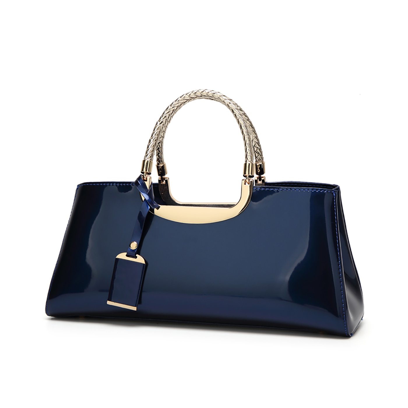 Coolives Damen Handtasche Tasche aus PU-Lackleder Henkeltasche Abendtasche Schultertasche Umhängetasche für die Hochzeit Königsblau EINWEG