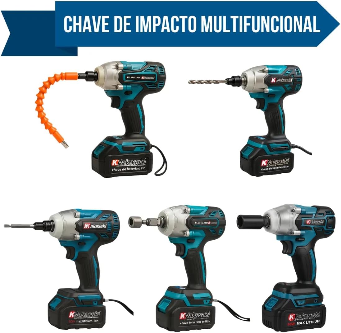 Chave De Impacto Parafusadeira Furadeira A Bateria Brushless Lítio 50V