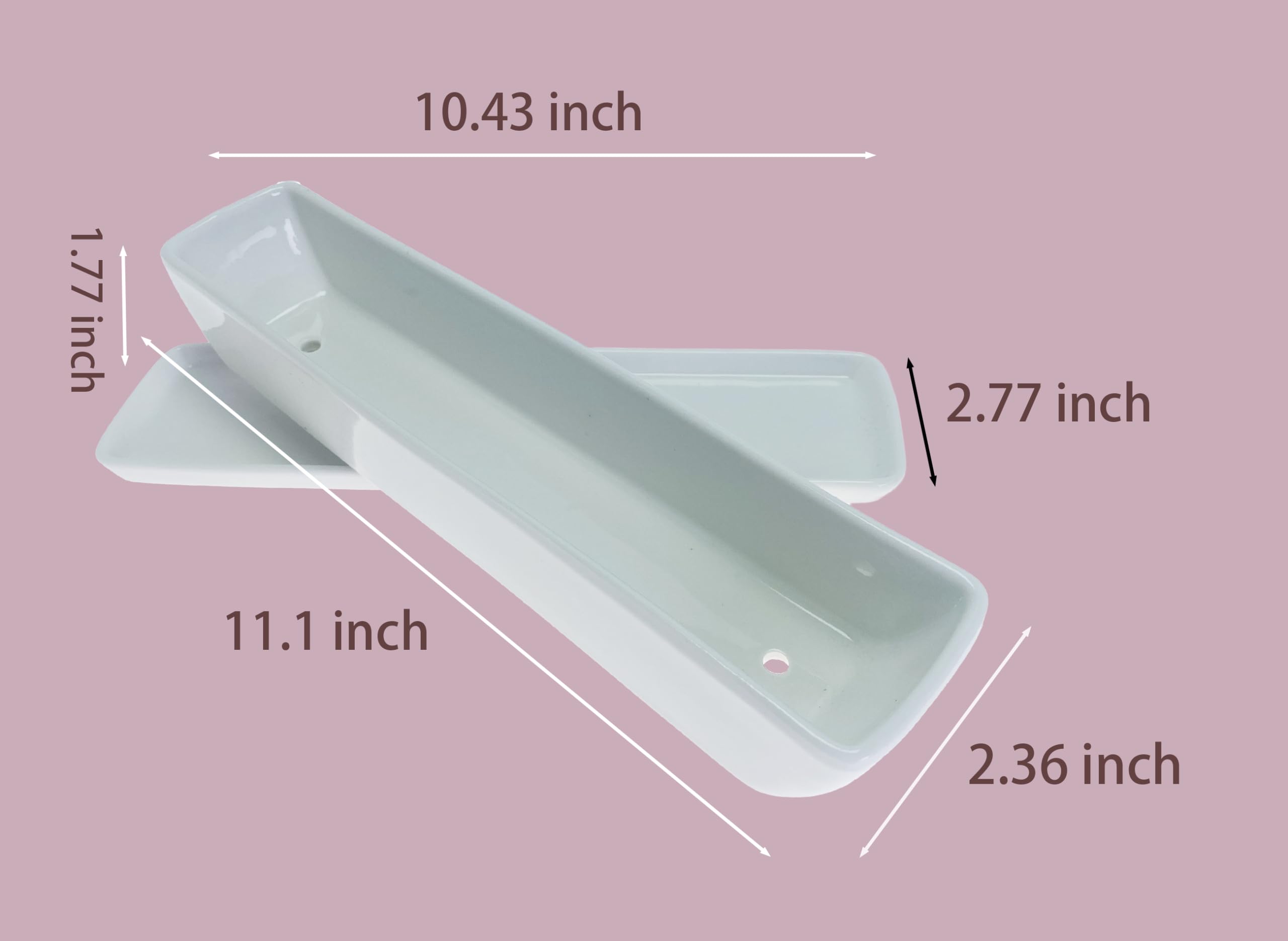 28,2 cm lange, rechteckige weiße Keramik-Sukkulenten-Übertöpfe mit Keramik-Untertassen, Mini-Blumen-Pflanzbehälter, Blumenkästen für Büro/Zuhause, 2 Stück rechteckige Töpfe