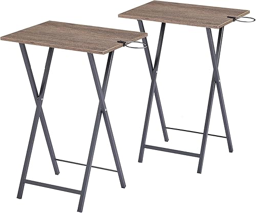 Miniatura 16 de VECELO Bandeja plegable de TV para comer, juego de 2, mesa portátil para cena/merienda con portavasos para sofá, sala de estar y espacio pequeño,