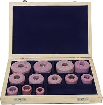 Sioux Valve Seat Grinding Stones, 12 Pcs, 80 Grit, 11/16" Thread, 1"-2-1/2" | 12 Pink Stones, Medium Grit Aluminum Oxide Abrasives, Sioux Style Thread, Valve Refacing Equipment, Cylinder Head Repair