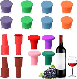 16 Pack Silicone Wine Stoppers, Reusable Wine Cork Stoppers for Glass Bottles, Wine Bottle Stoppers for Glass Bottles, Sparkling & Champagne Bottle Caps, Keep Wine Fresh Tools