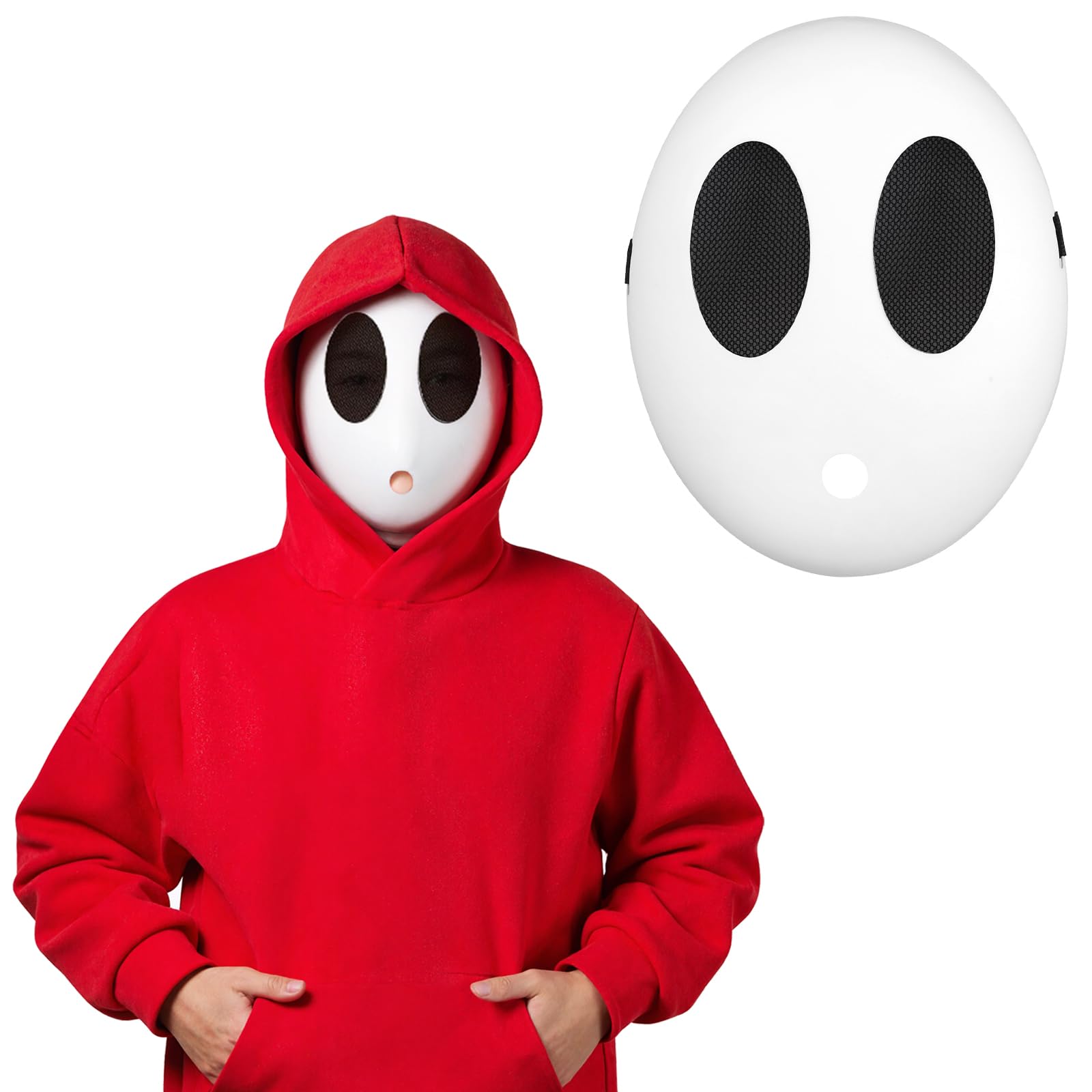 Gibocot Shy Boy Mask for Kids & Adults, Halloween Shy Boy Costume, White Full Face Mask Funny Cosplay Props Accessories for Carnival World Book Day Masquerade Party