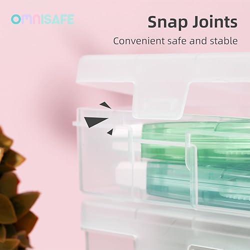 Miniatura 5 de OMNISAFE Paquete de 9 organizadores medianos de plástico para manualidades, contenedores de almacenamiento de plástico transparente con tapa de