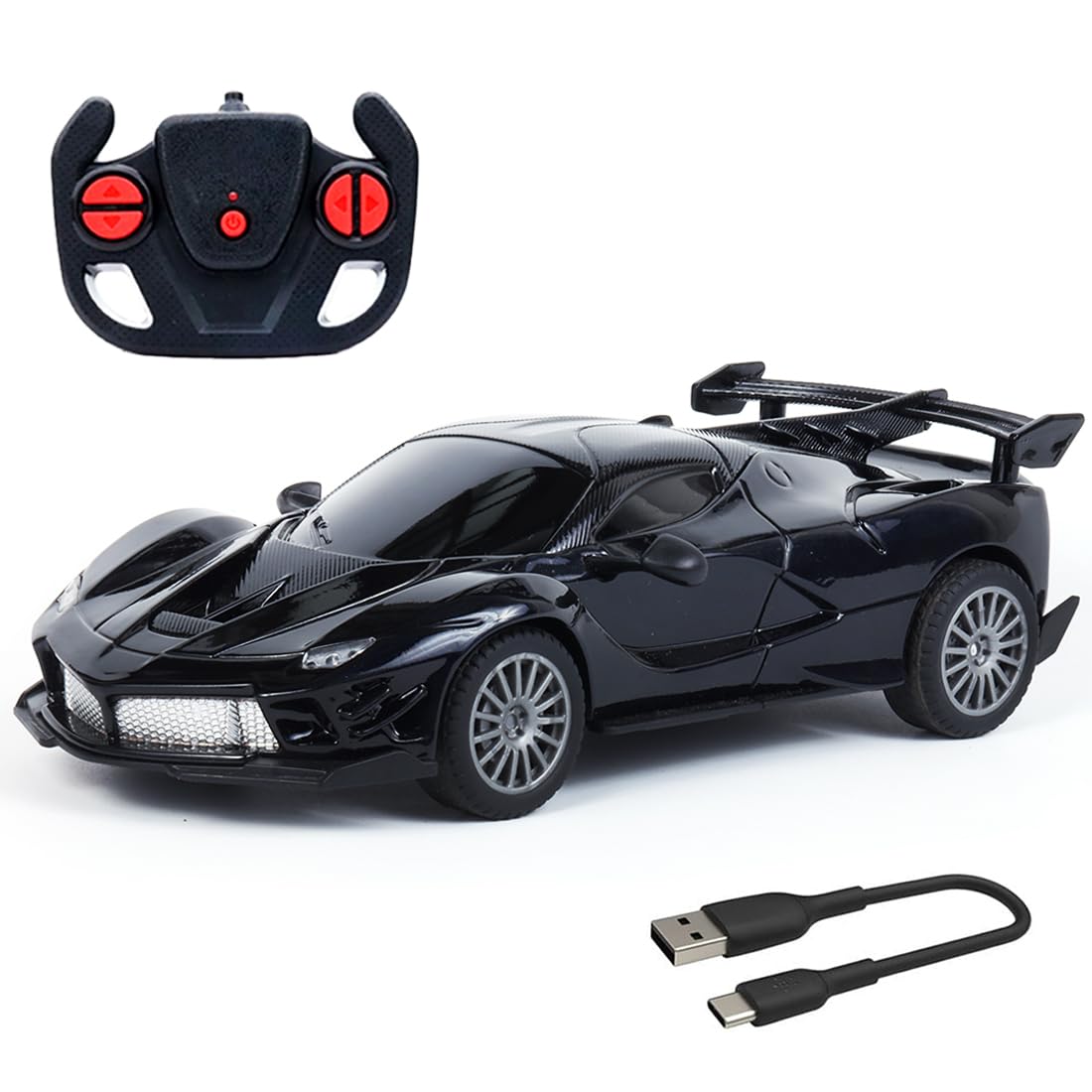 Wembley Fer-rari RC Car High Speed Mini 1:24 Scale USB Rechargeable Remote Control Car for Kids | Racing Car - Black
