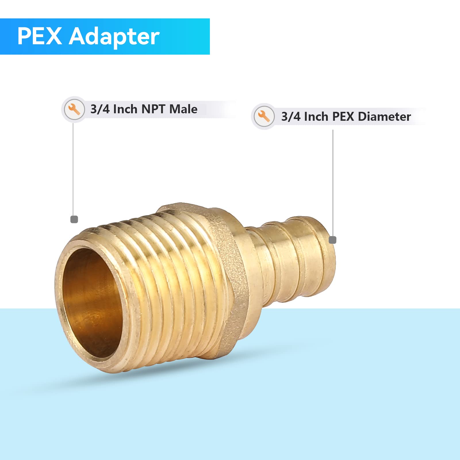 PEX 3/10.2 cm x 3/10.2 cm NPT adapter z gwintem męskim, mosiężne adaptery zaciskowe Pex Dopasowanie do rur PEX w pracach hydraulicznych