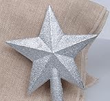 MYUBWTF Silver Mini Christmas Tree Top, 9' Hollow Pentagram Tree Ornament, Insert Christmas Tree Ornament, Christmas Tree Topper for Christmas Decoration or Home Decoration