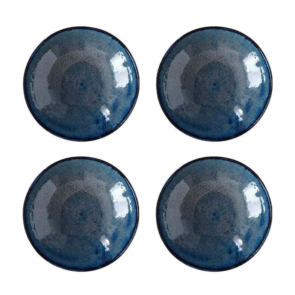 Kiln-Fired Deep Blue Salad Bowl Set of 4