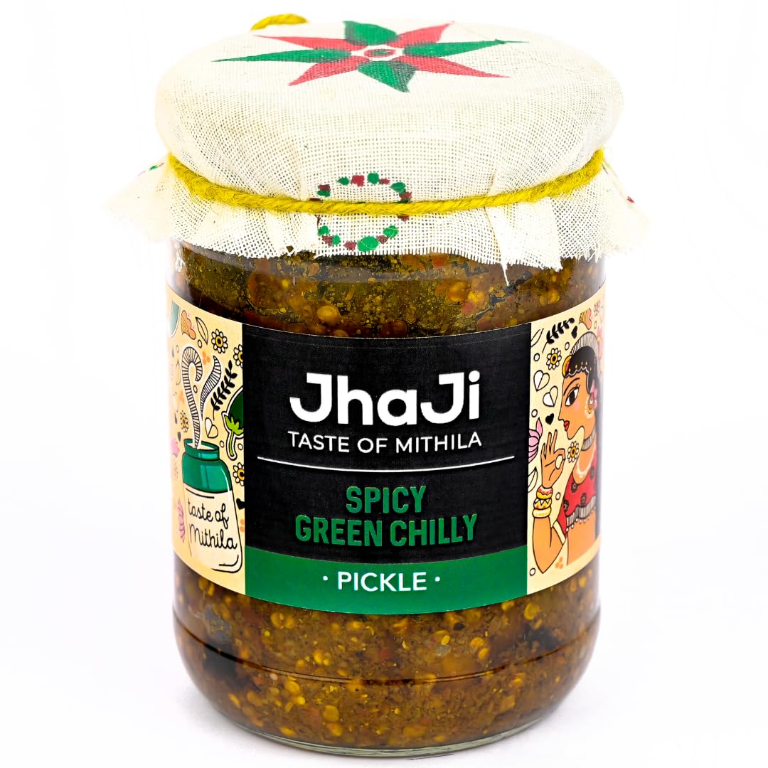 JhaJi Taste of Mithila Spicy Green Chili Pickle Hari Mirch Ka