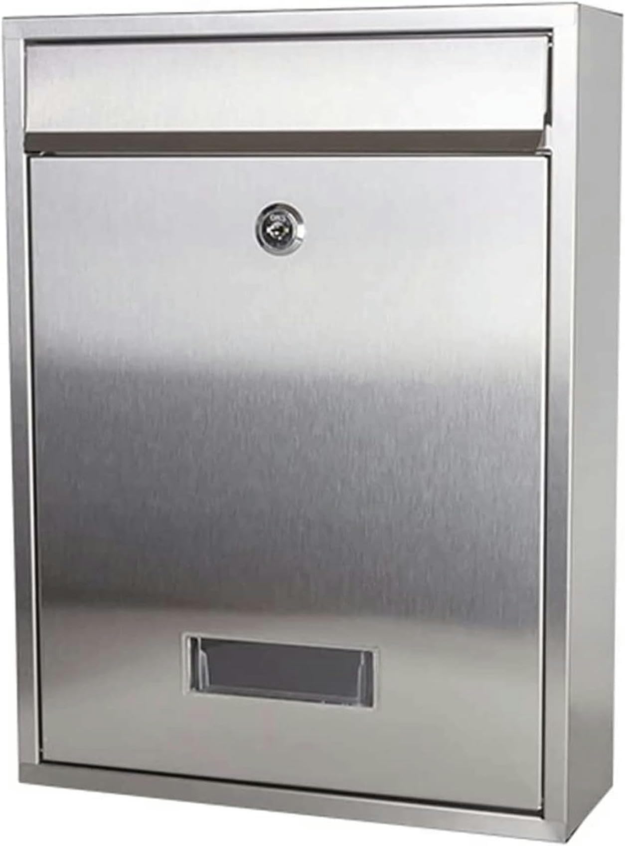 Boîte aux lettres murale carrée en acier inoxydable avec fenêtre et serrure