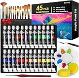 Emooqi Acrylic Paint, Painting Supplies Set Includes 24 Acrylic Paints, 16 Painting Brushes with Bag