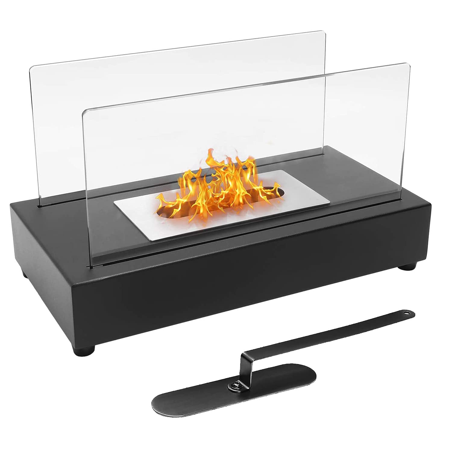 INMOZATA Tabletop Bioethanol Fireplace with Fire Extinguisher Table Top