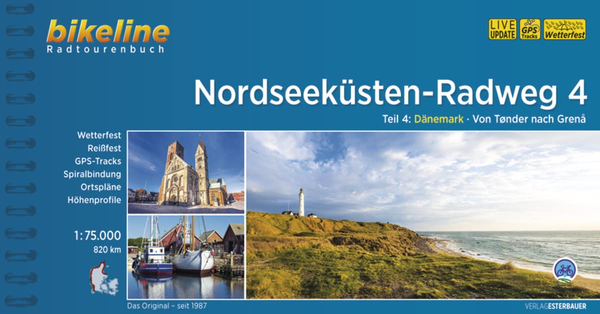 Nordseeküsten-Radweg. 1:75000 / Nordseeküsten-Radweg Teil 4: Dänemark - Von Tønder nach Grenâ, 820 km, 1:75.000, wetterfest/reißfest, GPS-Tracks Download, LiveUpdate