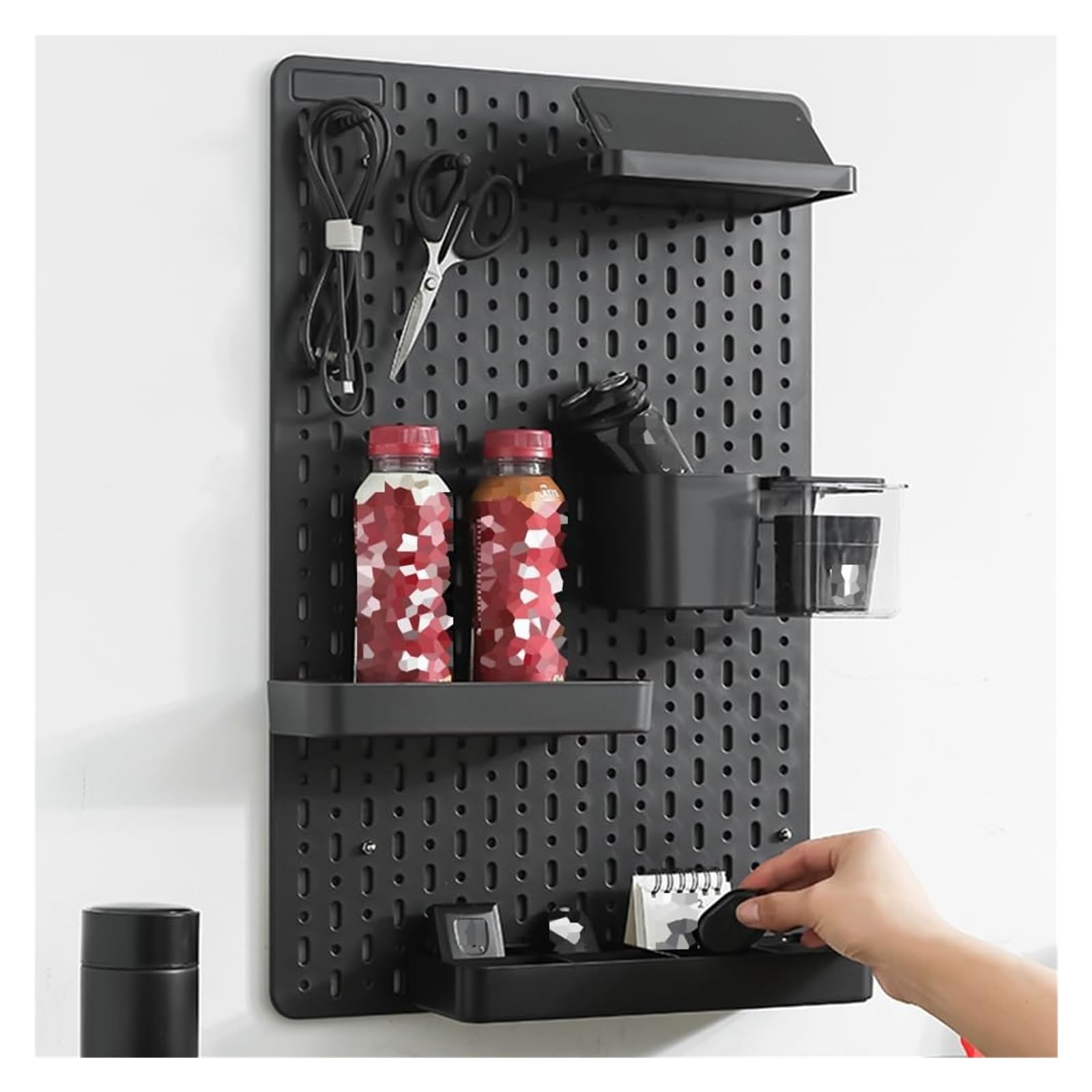 Muro Panel Perforado Para Herramientas Kit Organizador De Tablero Perforado De 3 Piezas, Estante De Almacenamiento De Herramientas De Poliestireno Montado En La Pared Con Accesorios For Organizador De