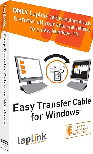 Cable de transferencia fácil de Laplink  Incluye software de migración PCmover y cable USB 20  Licencia de un solo uso  Migra archivos y
